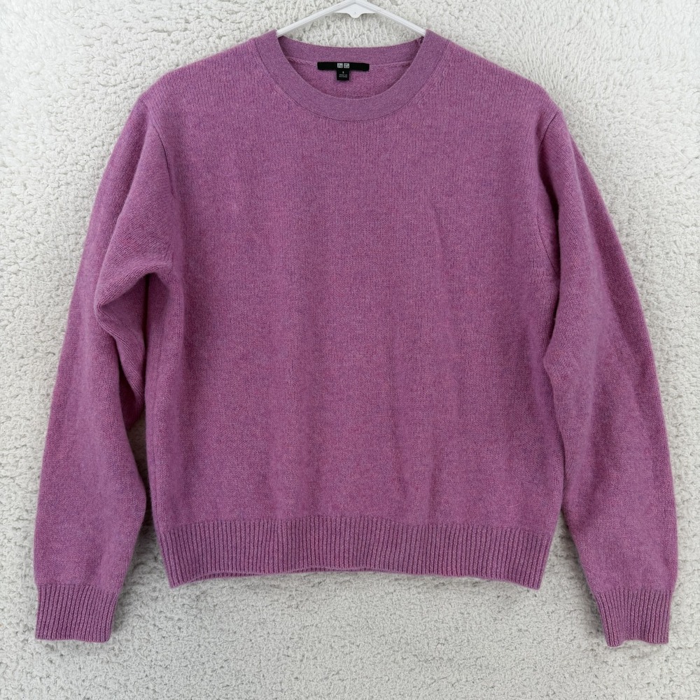 Uniqlo Sweater Womens Small Purple 100% Wool Crewneck Raglan Pullover 418679
